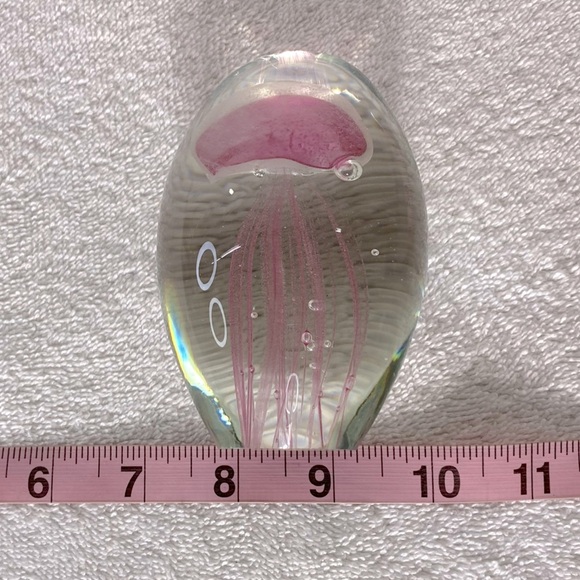 Vintage 1951 Dynasty Gallery Pink Jellyfish Glass Art Paperweight - Picture 2 of 10